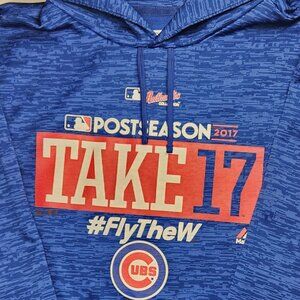 Majestic Authentic Chicago Cubs Post Season Take 17 Hoodie Men's Size Medium